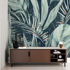 3119-D / Peel and Stick Wallpaper with Exotic Palm Leaves, Palm Leaves Pattern Peel and Stick Wallpaper: Tropical, Botanical Wallpaper - Artevella