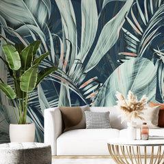 3119-D / Peel and Stick Wallpaper with Exotic Palm Leaves, Palm Leaves Pattern Peel and Stick Wallpaper: Tropical, Botanical Wallpaper - Artevella