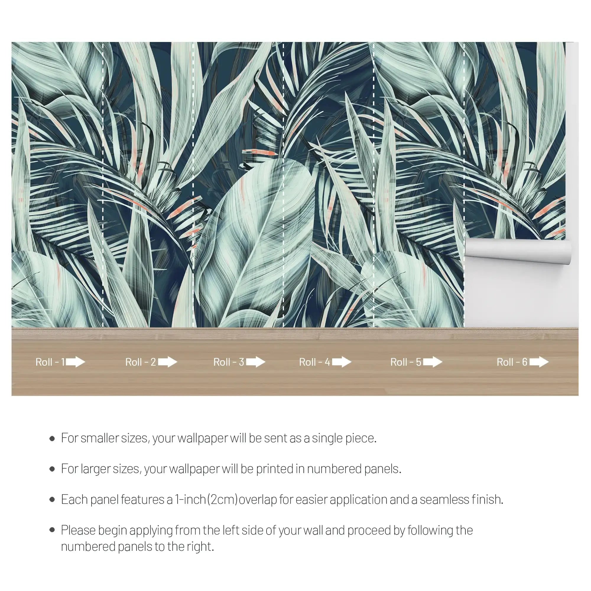 3119-D / Peel and Stick Wallpaper with Exotic Palm Leaves, Palm Leaves Pattern Peel and Stick Wallpaper: Tropical, Botanical Wallpaper - Artevella