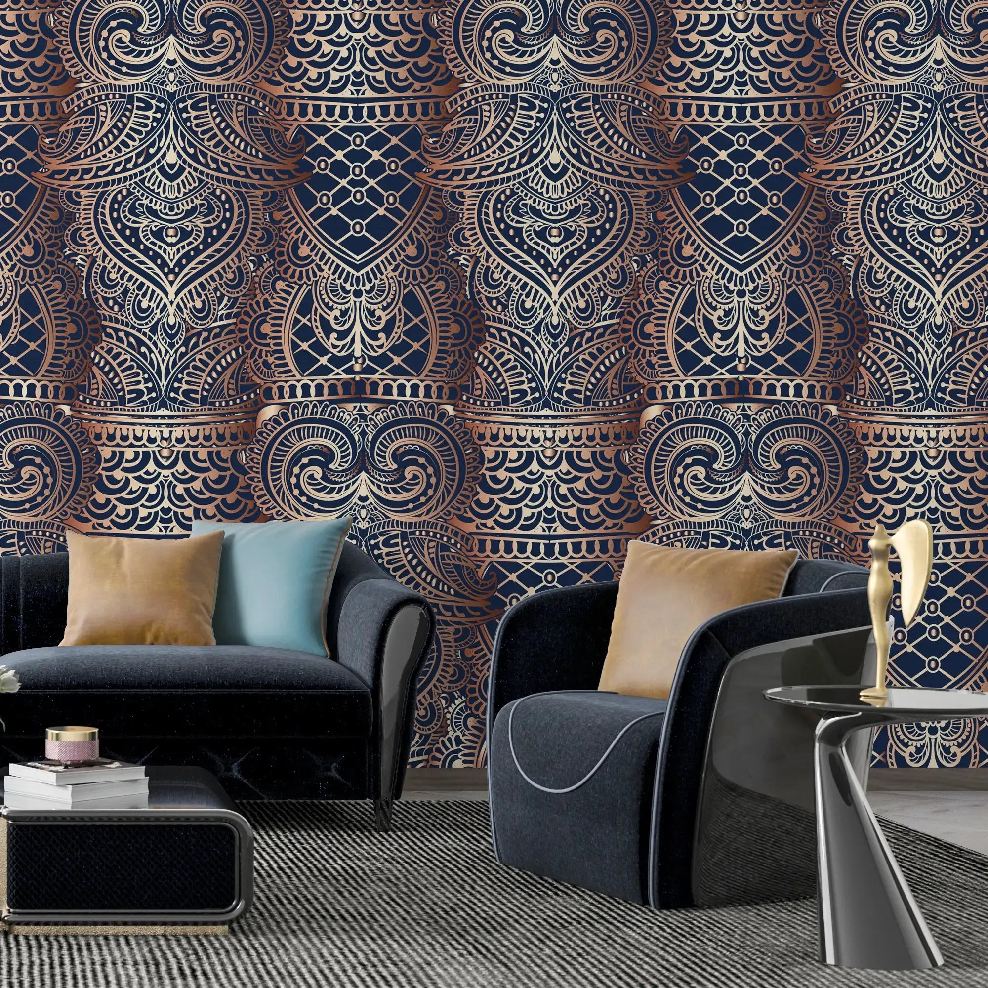 3121-B / Peel and Stick Wallpaper, Elegant Ornamental Patterns, Modern Room Decor, Abstract Wall Mural - Artevella