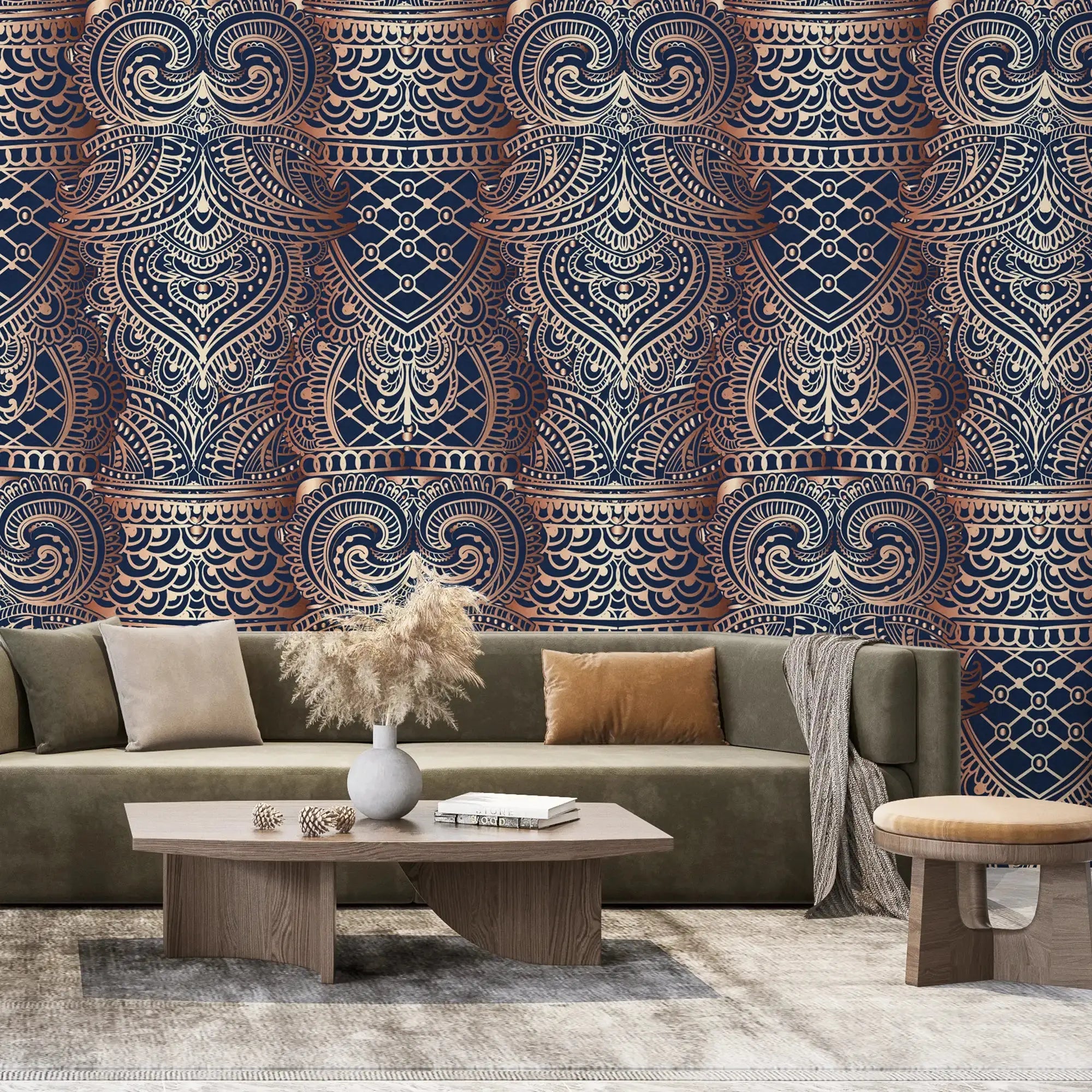 3121-B / Peel and Stick Wallpaper, Elegant Ornamental Patterns, Modern Room Decor, Abstract Wall Mural - Artevella