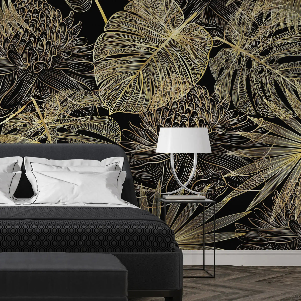 3122-A / Tropical Leaf Pattern Peel and Stick Wallpaper - Modern Plant Design for Home Decor - Perfect for Bedroom, Kitchen, and Bathroom Walls - Artevella