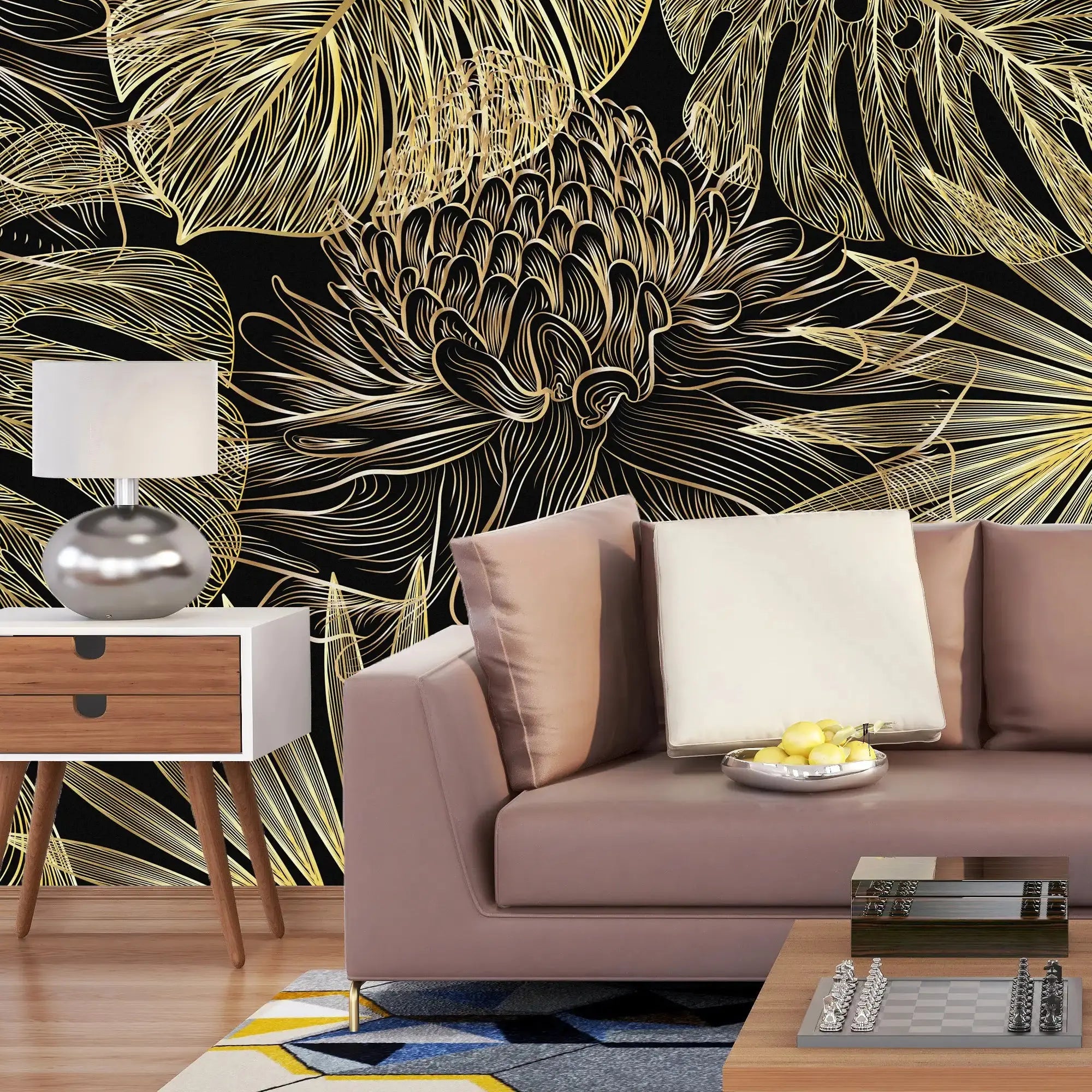 3122-A / Tropical Leaf Pattern Peel and Stick Wallpaper - Modern Plant Design for Home Decor - Perfect for Bedroom, Kitchen, and Bathroom Walls - Artevella