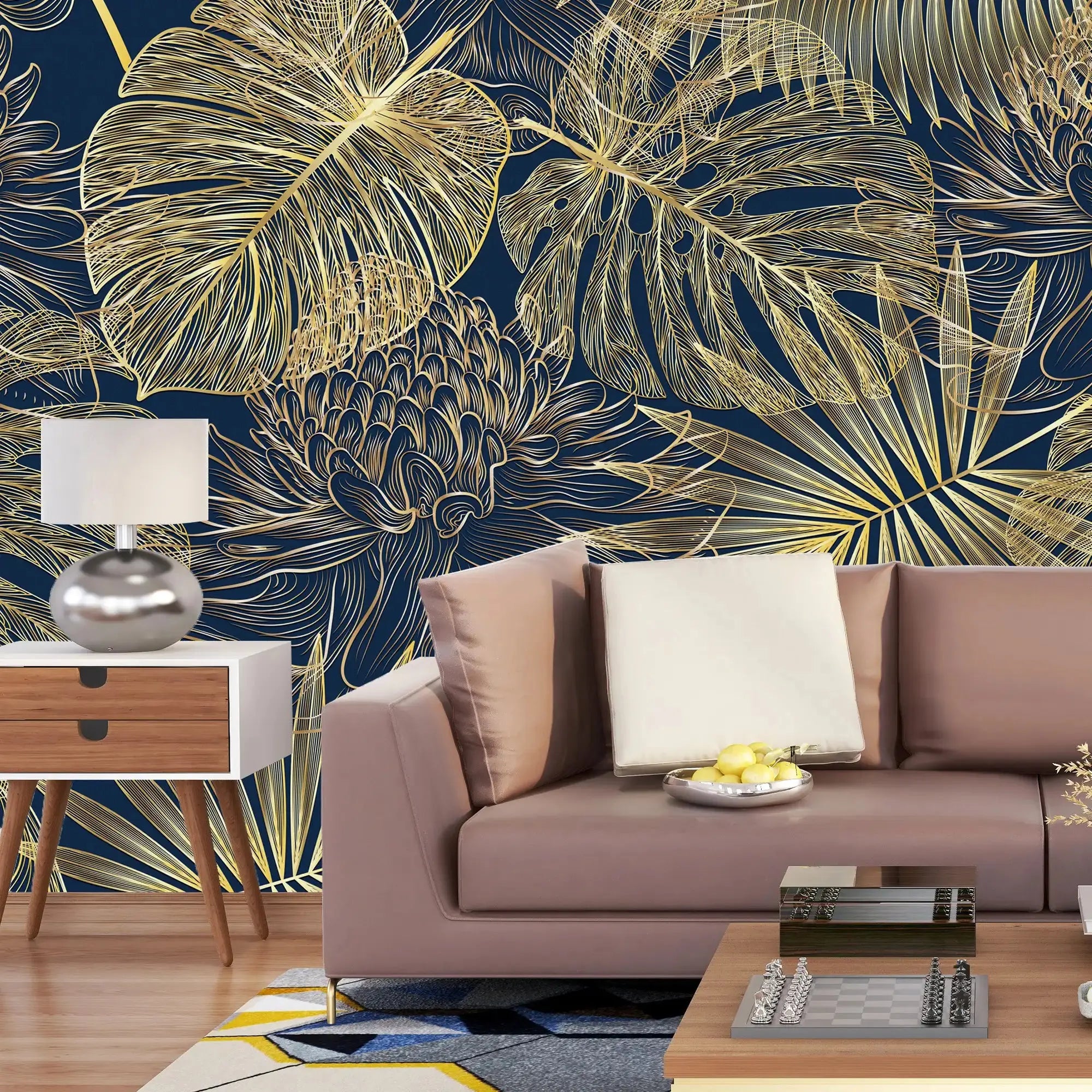 3122-B / Tropical Leaf Pattern Peel and Stick Wallpaper - Modern Plant Design for Home Decor - Perfect for Bedroom, Kitchen, and Bathroom Walls - Artevella