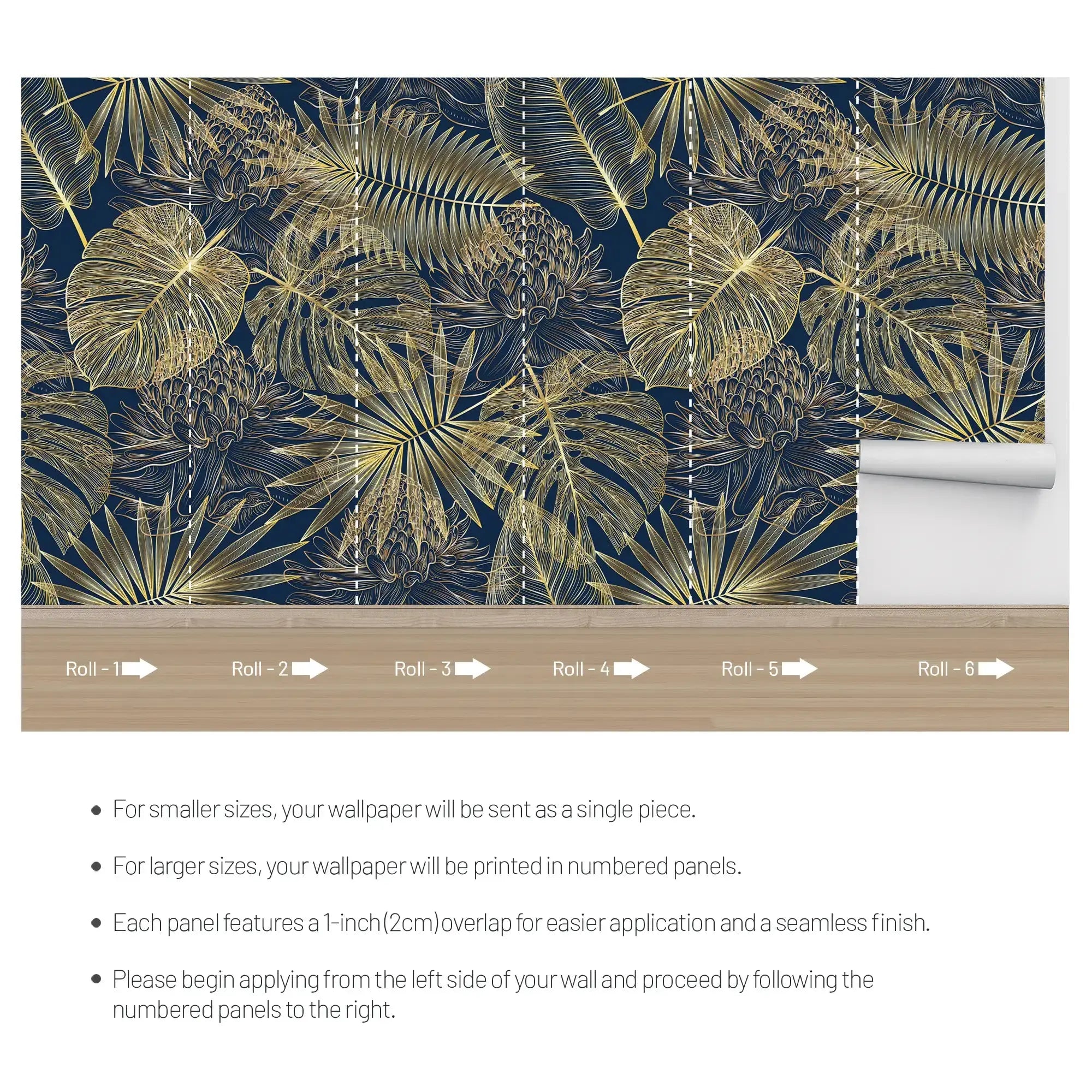 3122-B / Tropical Leaf Pattern Peel and Stick Wallpaper - Modern Plant Design for Home Decor - Perfect for Bedroom, Kitchen, and Bathroom Walls - Artevella