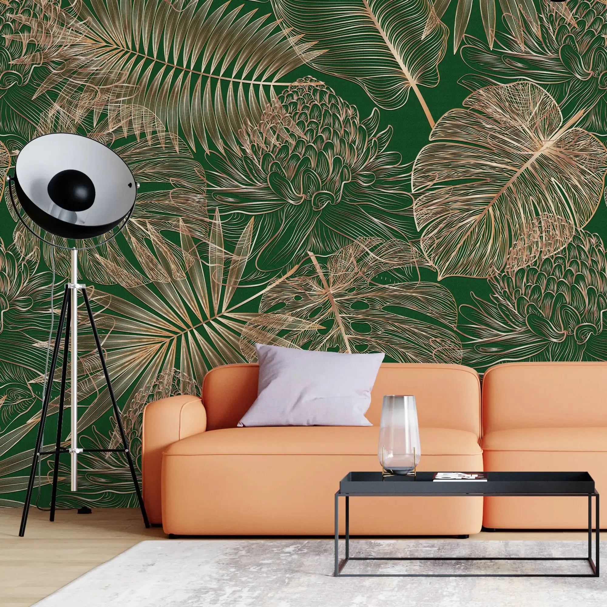 3122-D / Tropical Leaf Pattern Peel and Stick Wallpaper - Modern Plant Design for Home Decor - Perfect for Bedroom, Kitchen, and Bathroom Walls - Artevella