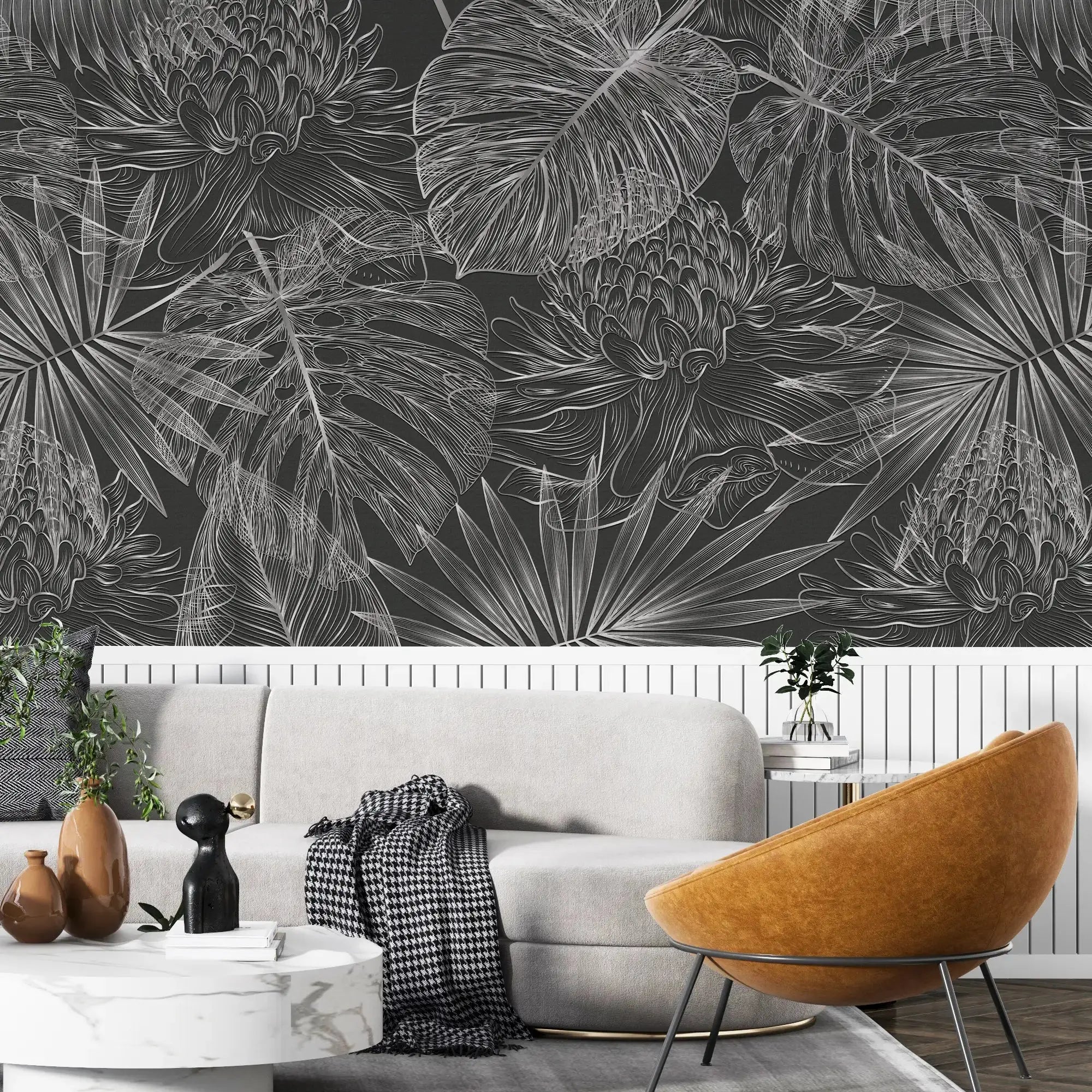 3122-F / Tropical Leaf Pattern Peel and Stick Wallpaper - Modern Plant Design for Home Decor - Perfect for Bedroom, Kitchen, and Bathroom Walls - Artevella