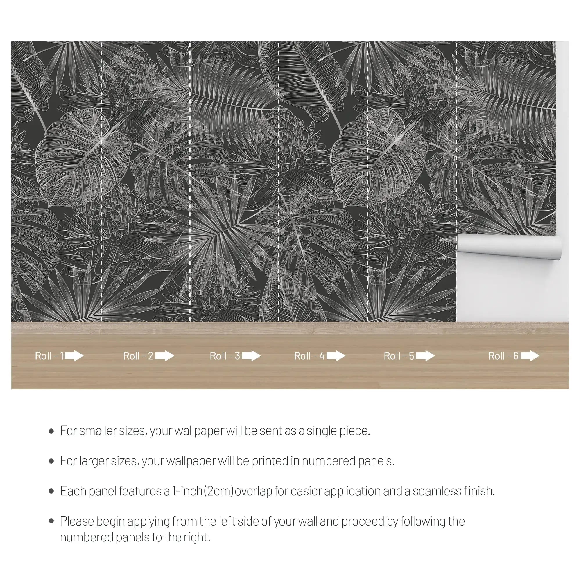 3122-F / Tropical Leaf Pattern Peel and Stick Wallpaper - Modern Plant Design for Home Decor - Perfect for Bedroom, Kitchen, and Bathroom Walls - Artevella