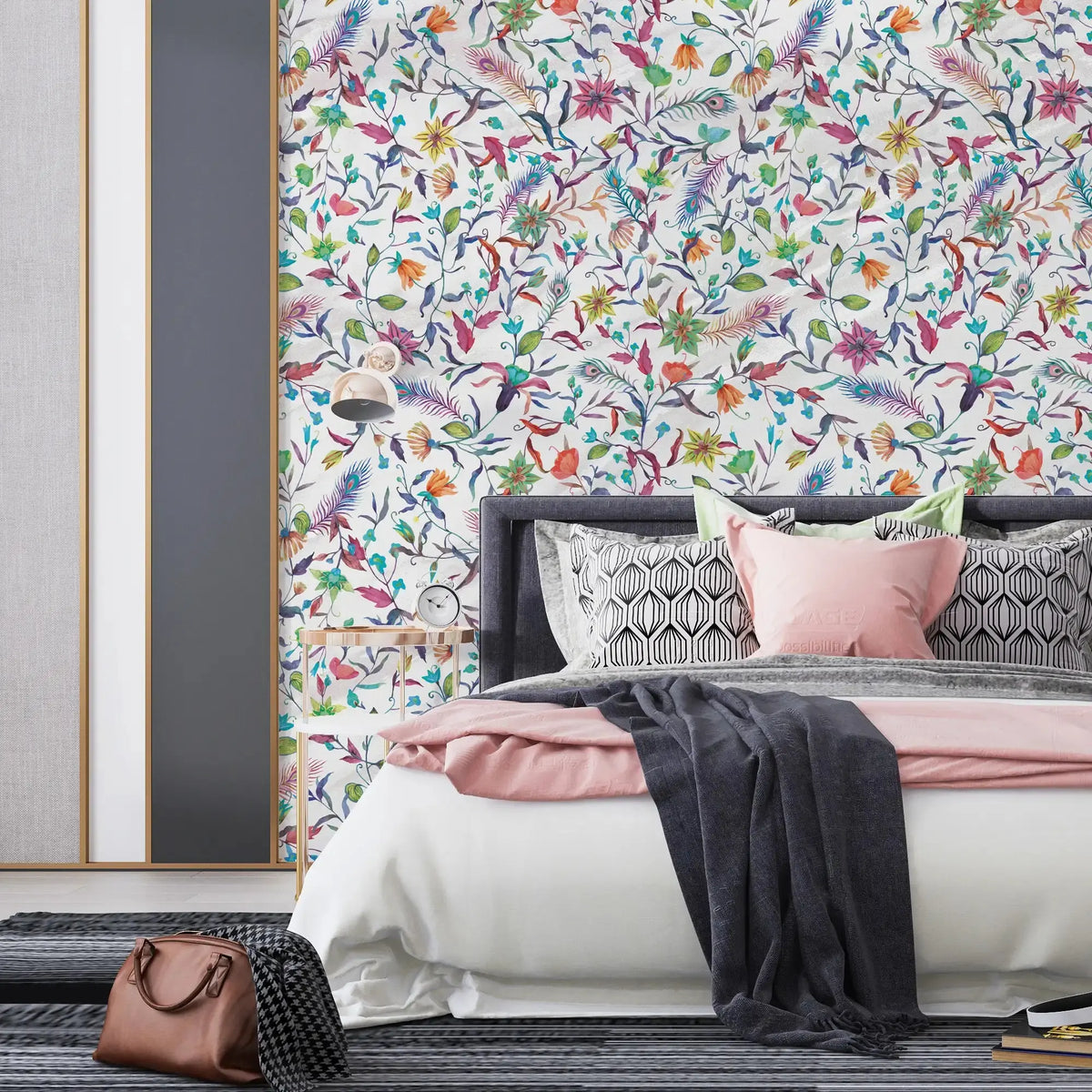 3124-D / Modern Peel and Stick Wallpaper: Vibrant Floral & Paisley, Self-Adhesive Wall Decor for Kitchen, Bathroom, Living Room - Artevella