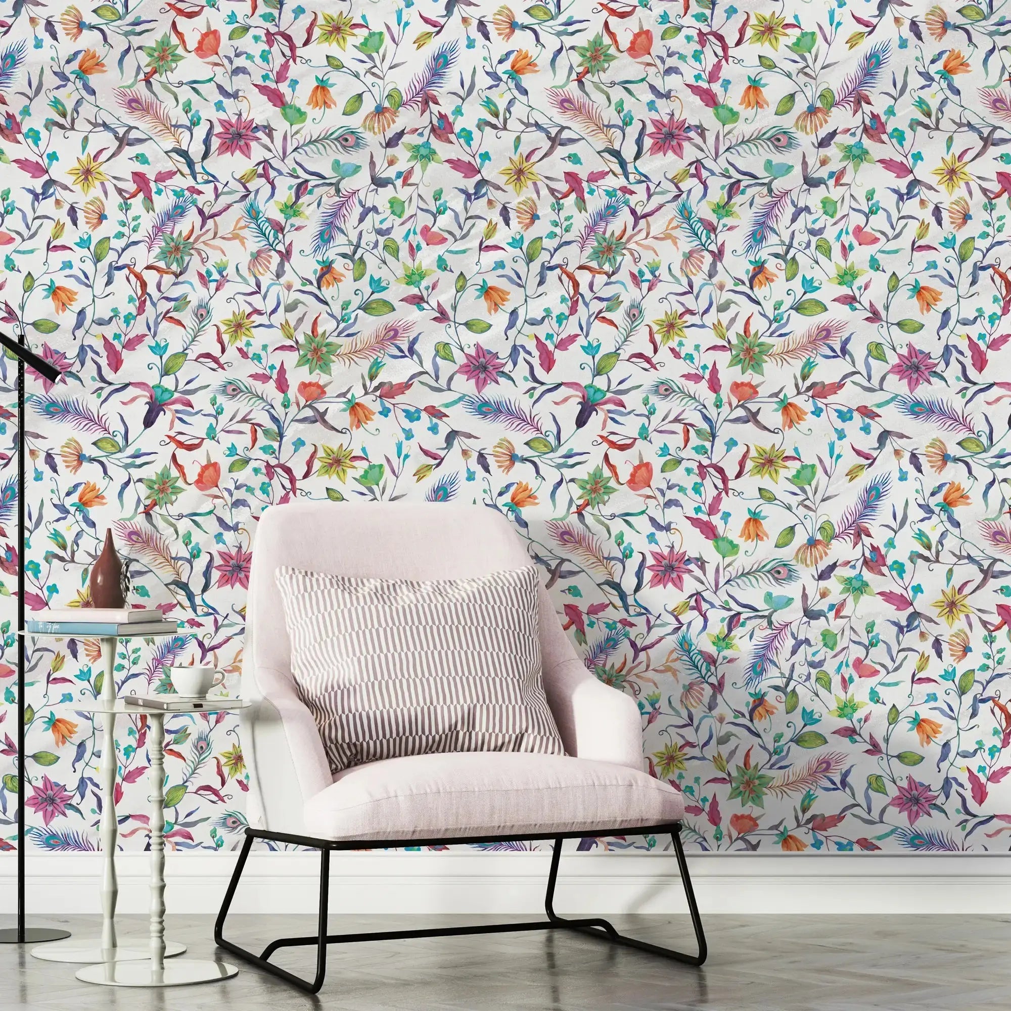 3124-D / Modern Peel and Stick Wallpaper: Vibrant Floral & Paisley, Self-Adhesive Wall Decor for Kitchen, Bathroom, Living Room - Artevella