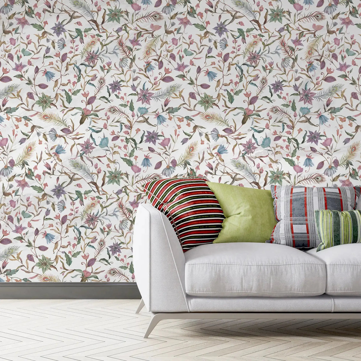 3124-E / Modern Peel and Stick Wallpaper: Vibrant Floral & Paisley, Self-Adhesive Wall Decor for Kitchen, Bathroom, Living Room - Artevella