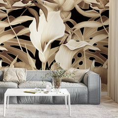 3125-A / Mysterious Jungle Abstract Floral Peel and Stick Wallpaper – Boho Chic Self Adhesive Wall Mural for Easy Install - Artevella