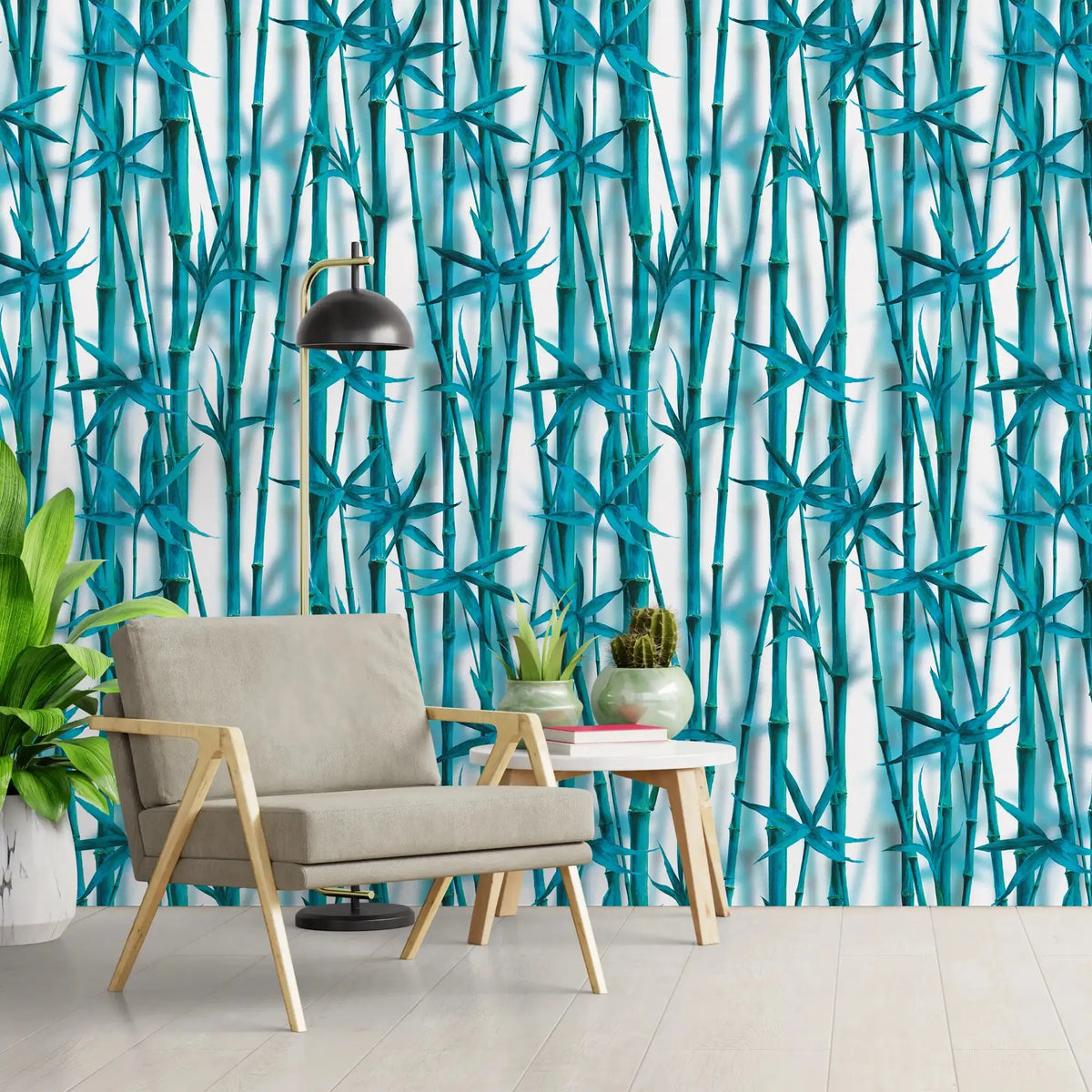 3127-B / Boho Bamboo Forest Wallpaper: Peel and Stick, Temporary Wall Murals for Nature Lovers - Artevella