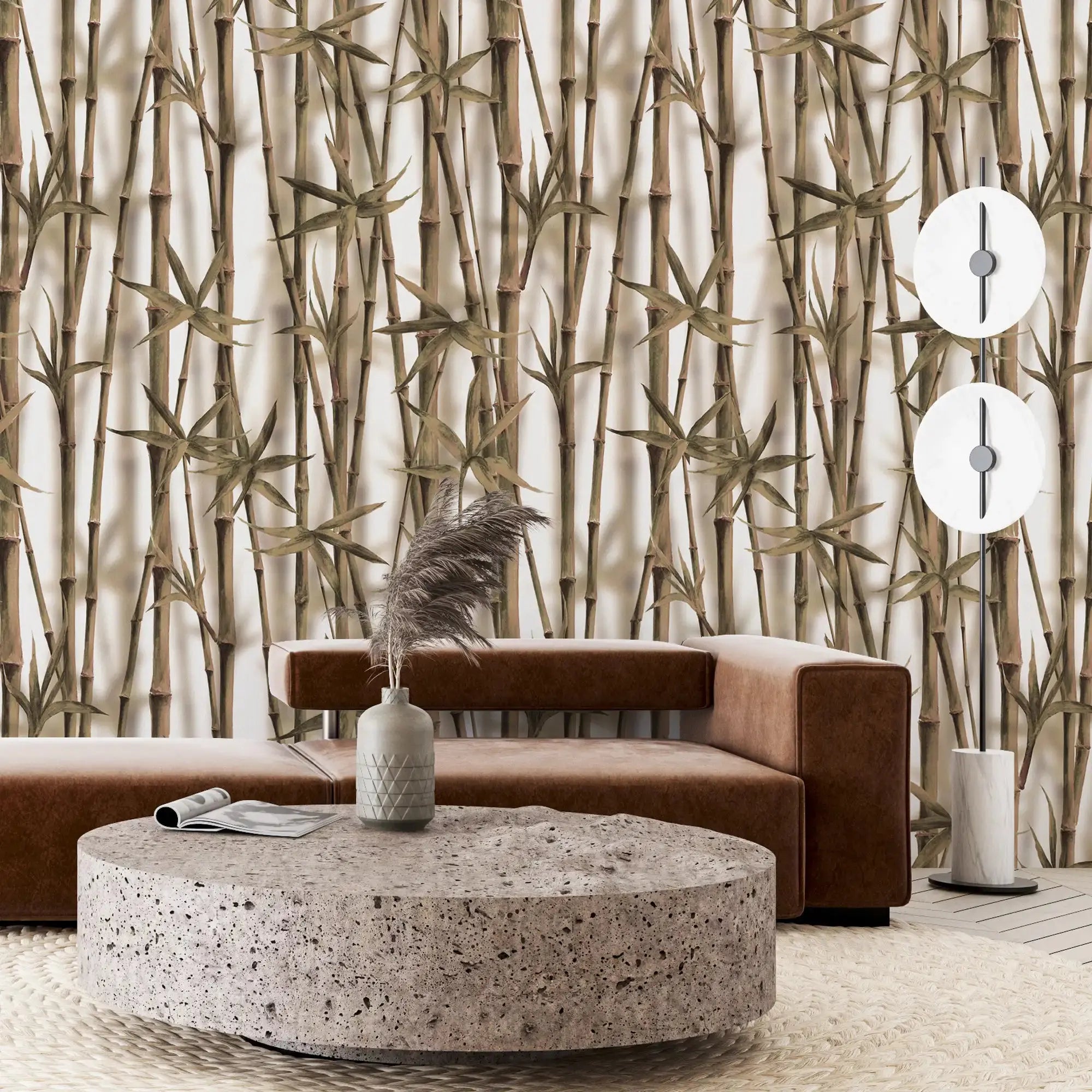 3127-E / Boho Bamboo Forest Wallpaper: Peel and Stick, Temporary Wall Murals for Nature Lovers - Artevella