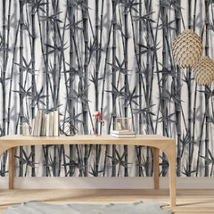 3127-F / Boho Bamboo Forest Wallpaper: Peel and Stick, Temporary Wall Murals for Nature Lovers - Artevella