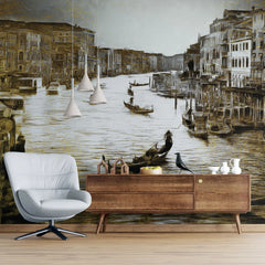 3128-B / Captivating Venice Scene Wallpaper: Peel & Stick Design for a Sophisticated Accent Wall" - Artevella