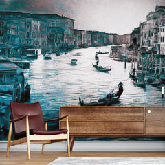 3128-C / Captivating Venice Scene Wallpaper: Peel & Stick Design for a Sophisticated Accent Wall" - Artevella