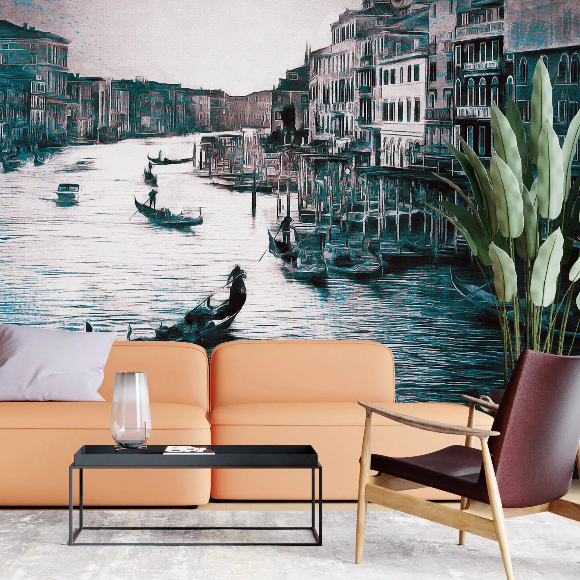 3128-C / Captivating Venice Scene Wallpaper: Peel & Stick Design for a Sophisticated Accent Wall" - Artevella