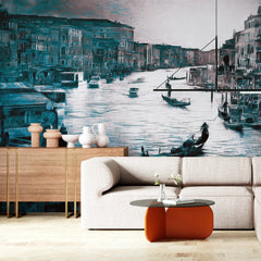 3128-C / Captivating Venice Scene Wallpaper: Peel & Stick Design for a Sophisticated Accent Wall" - Artevella