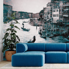 3128-C / Captivating Venice Scene Wallpaper: Peel & Stick Design for a Sophisticated Accent Wall" - Artevella