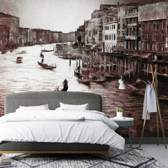 3128-E / Captivating Venice Scene Wallpaper: Peel & Stick Design for a Sophisticated Accent Wall" - Artevella