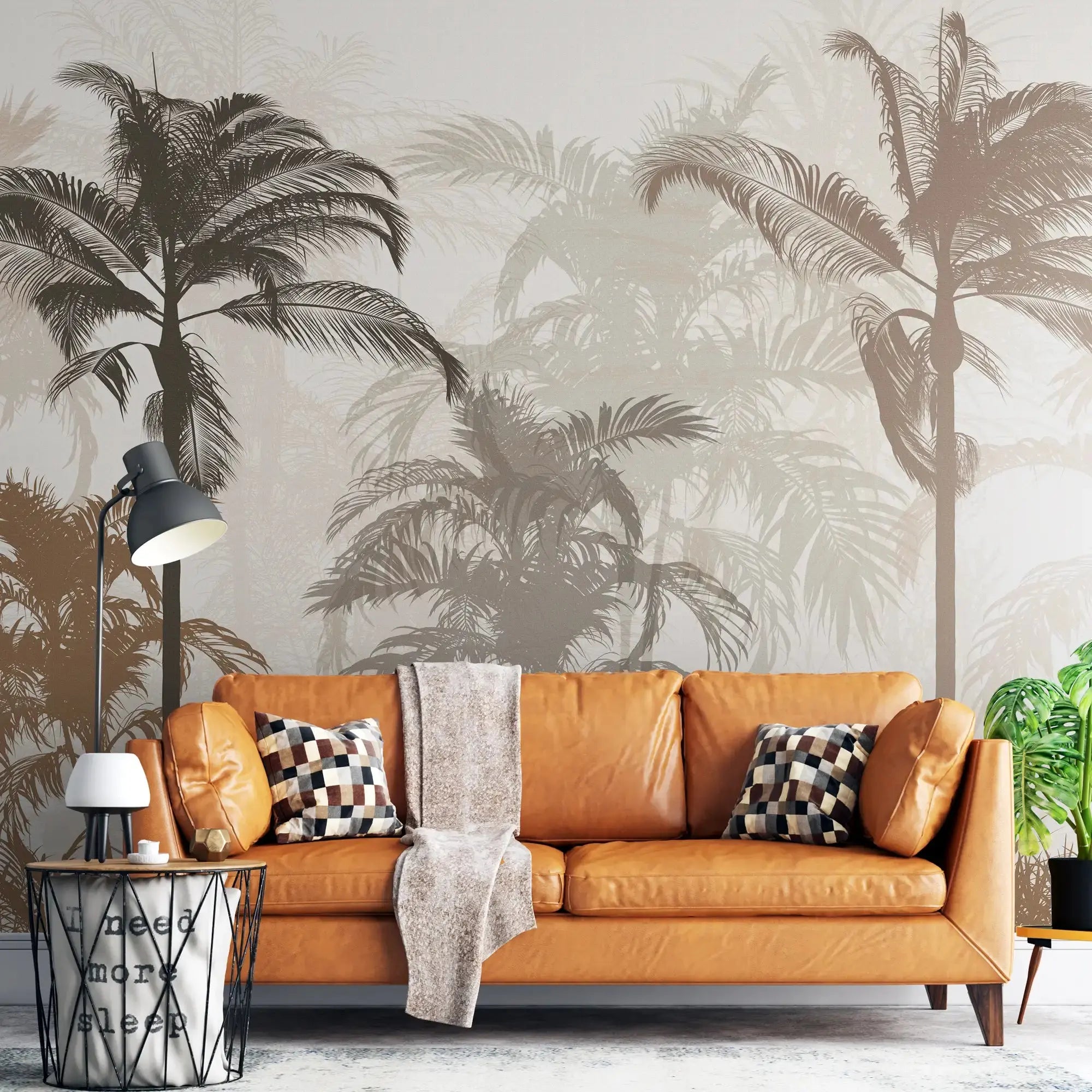 3130-C / Tropical Forest Peel and Stick Wallpaper: Exquisite Trees on White Background for Contemporary Wall Decor - Artevella