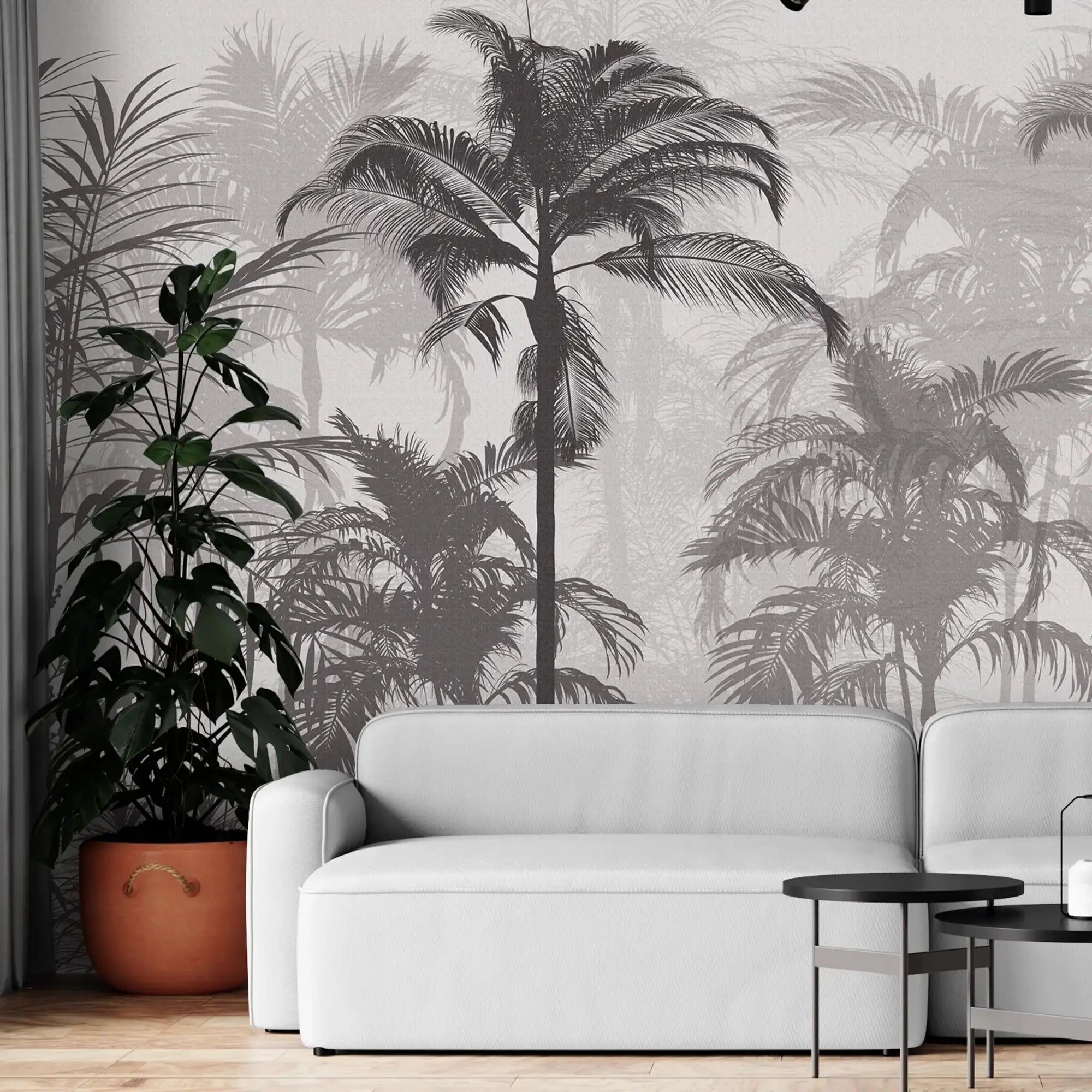 3130-F / Tropical Forest Peel and Stick Wallpaper: Exquisite Trees on White Background for Contemporary Wall Decor - Artevella