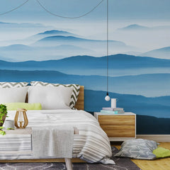 3131-A / Captivating Foggy Mountain Range Wallpaper, Mountain Landscape Peel and Stick Wallpaper - Artevella