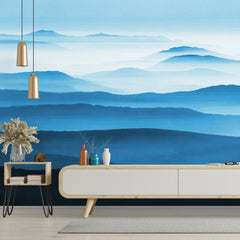 3131-A / Captivating Foggy Mountain Range Wallpaper, Mountain Landscape Peel and Stick Wallpaper - Artevella