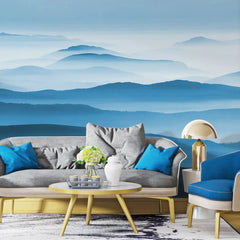 3131-A / Captivating Foggy Mountain Range Wallpaper, Mountain Landscape Peel and Stick Wallpaper - Artevella