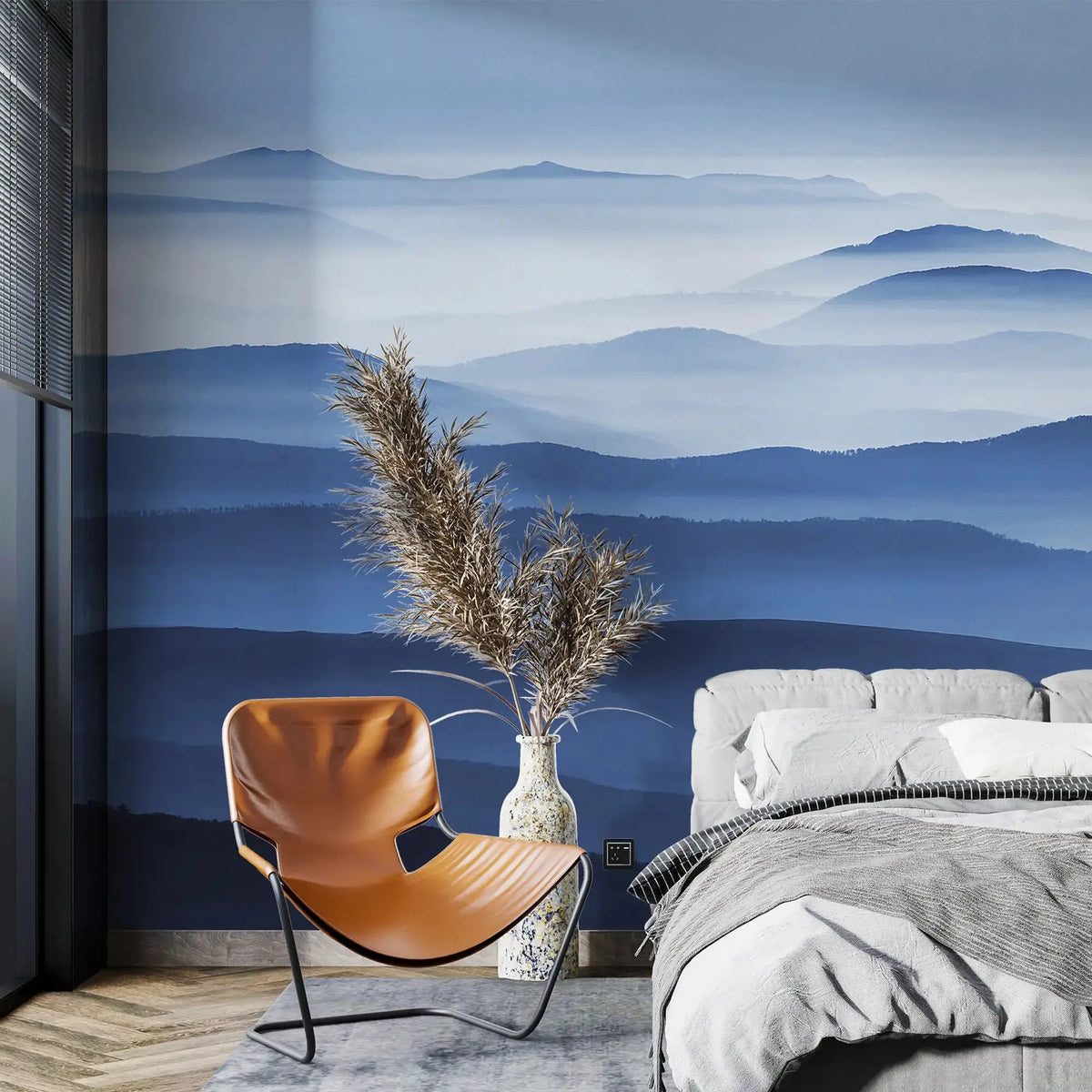 3131-B / Captivating Foggy Mountain Range Wallpaper, Mountain Landscape Peel and Stick Wallpaper - Artevella