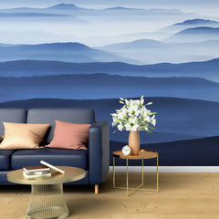 3131-B / Captivating Foggy Mountain Range Wallpaper, Mountain Landscape Peel and Stick Wallpaper - Artevella