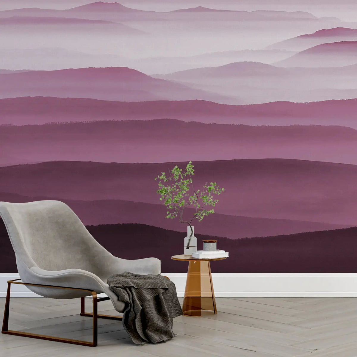 3131-C / Captivating Foggy Mountain Range Wallpaper, Mountain Landscape Peel and Stick Wallpaper - Artevella