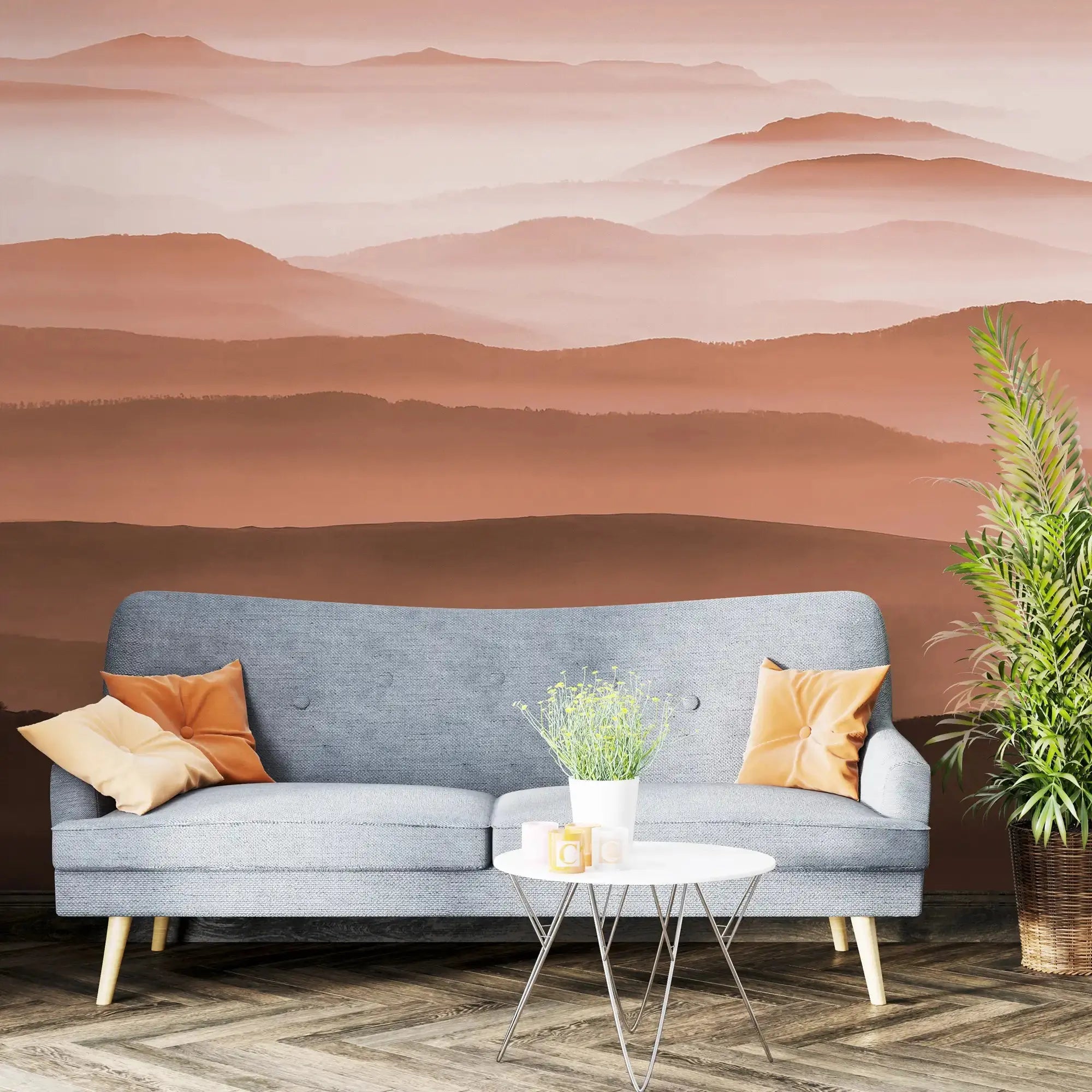 3131-D / Captivating Foggy Mountain Range Wallpaper, Mountain Landscape Peel and Stick Wallpaper - Artevella