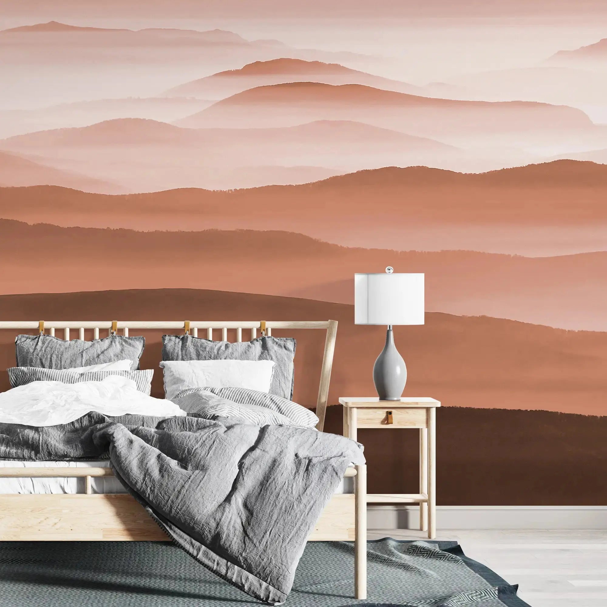 3131-D / Captivating Foggy Mountain Range Wallpaper, Mountain Landscape Peel and Stick Wallpaper - Artevella