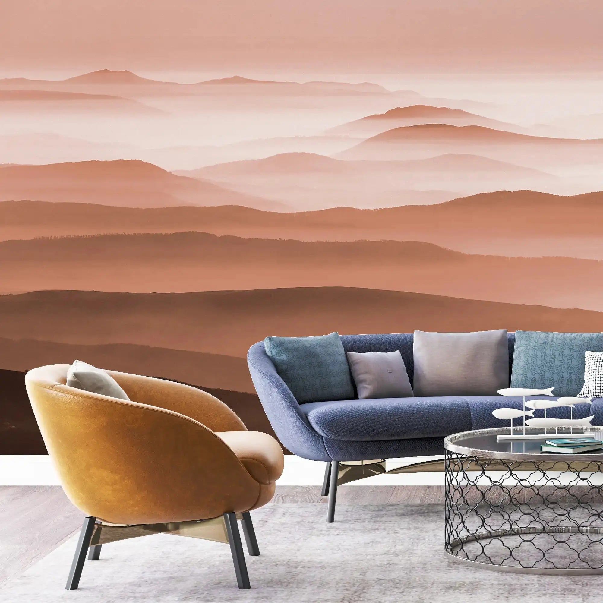 3131-D / Captivating Foggy Mountain Range Wallpaper, Mountain Landscape Peel and Stick Wallpaper - Artevella