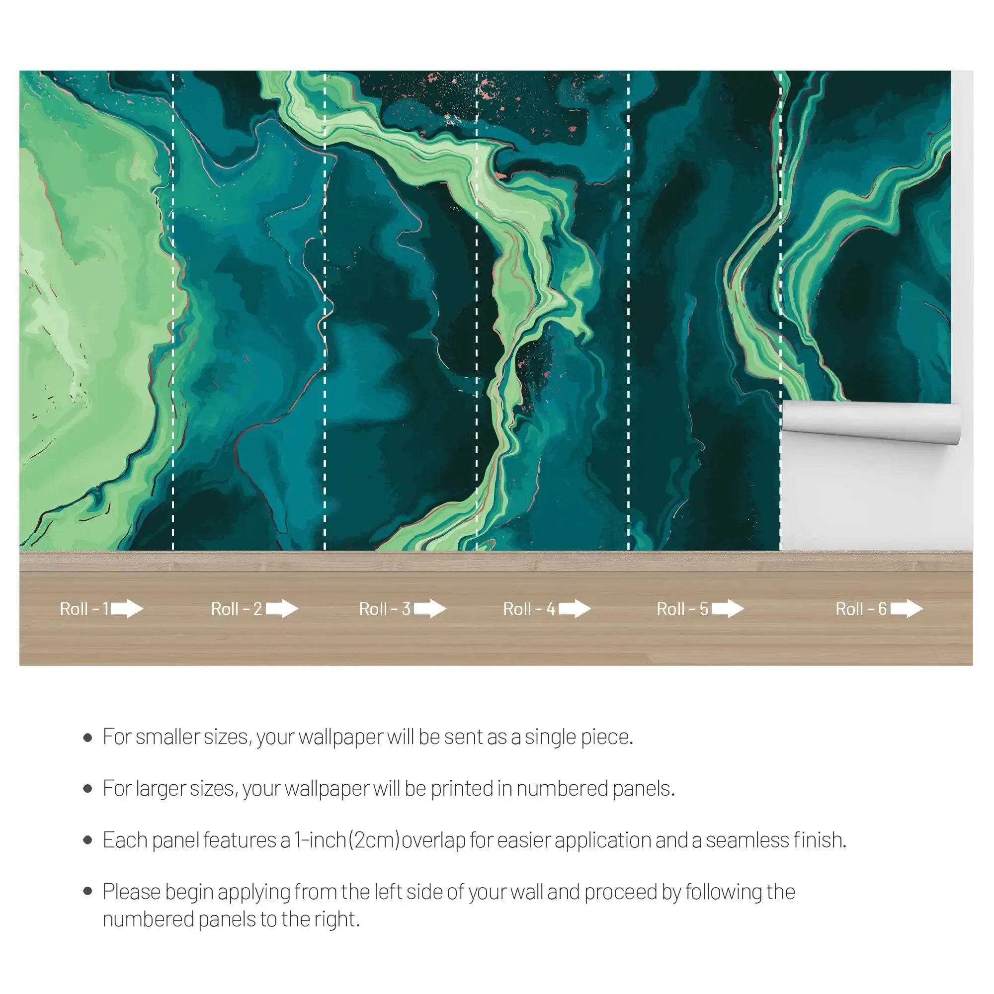 3132-C / Trendy Watercolor Waves Pattern Wallpaper - Easy Peel and Stick Removable Mural ,  Abstract Art Wallpaper - Artevella