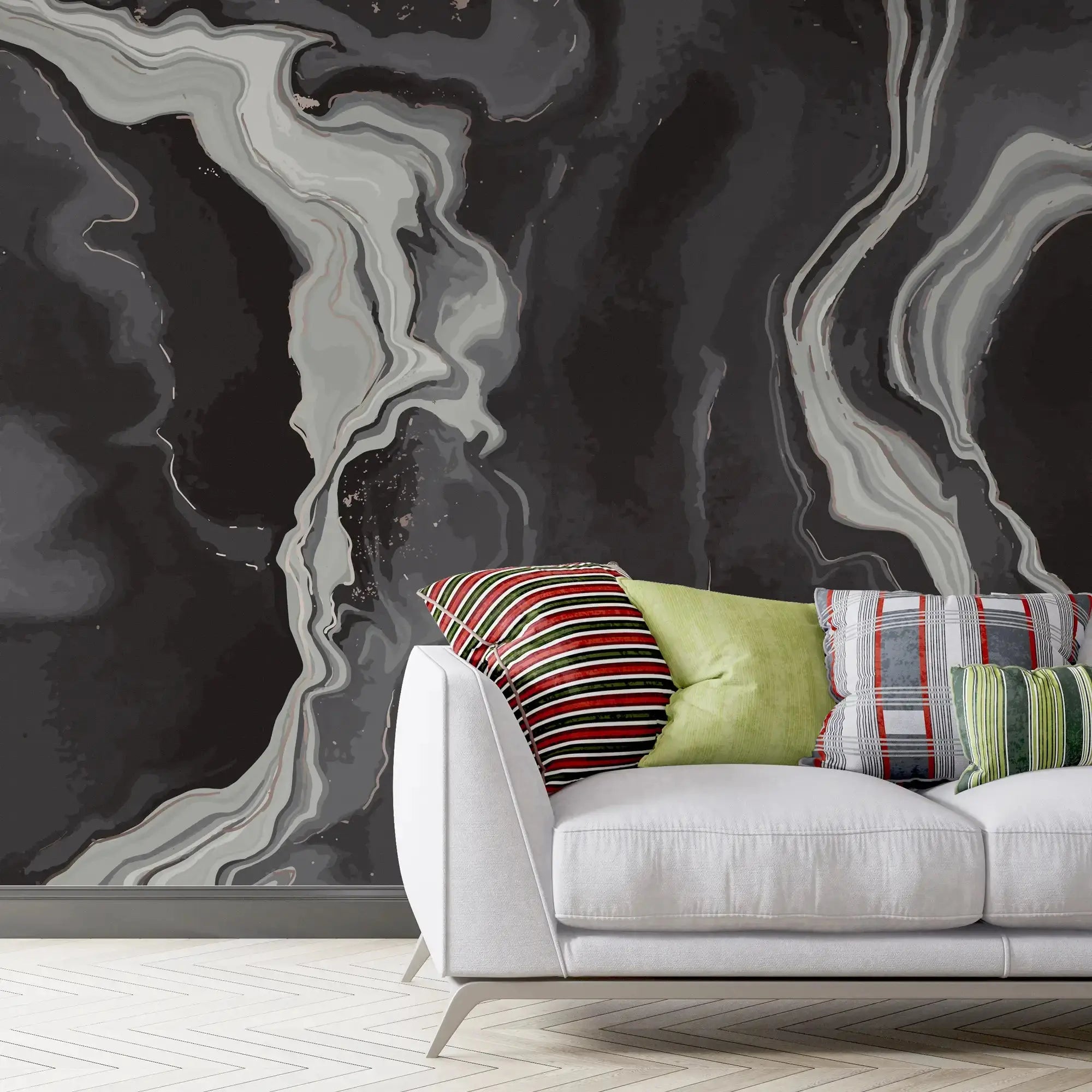 3132-F / Trendy Watercolor Waves Pattern Wallpaper - Easy Peel and Stick Removable Mural ,  Abstract Art Wallpaper - Artevella