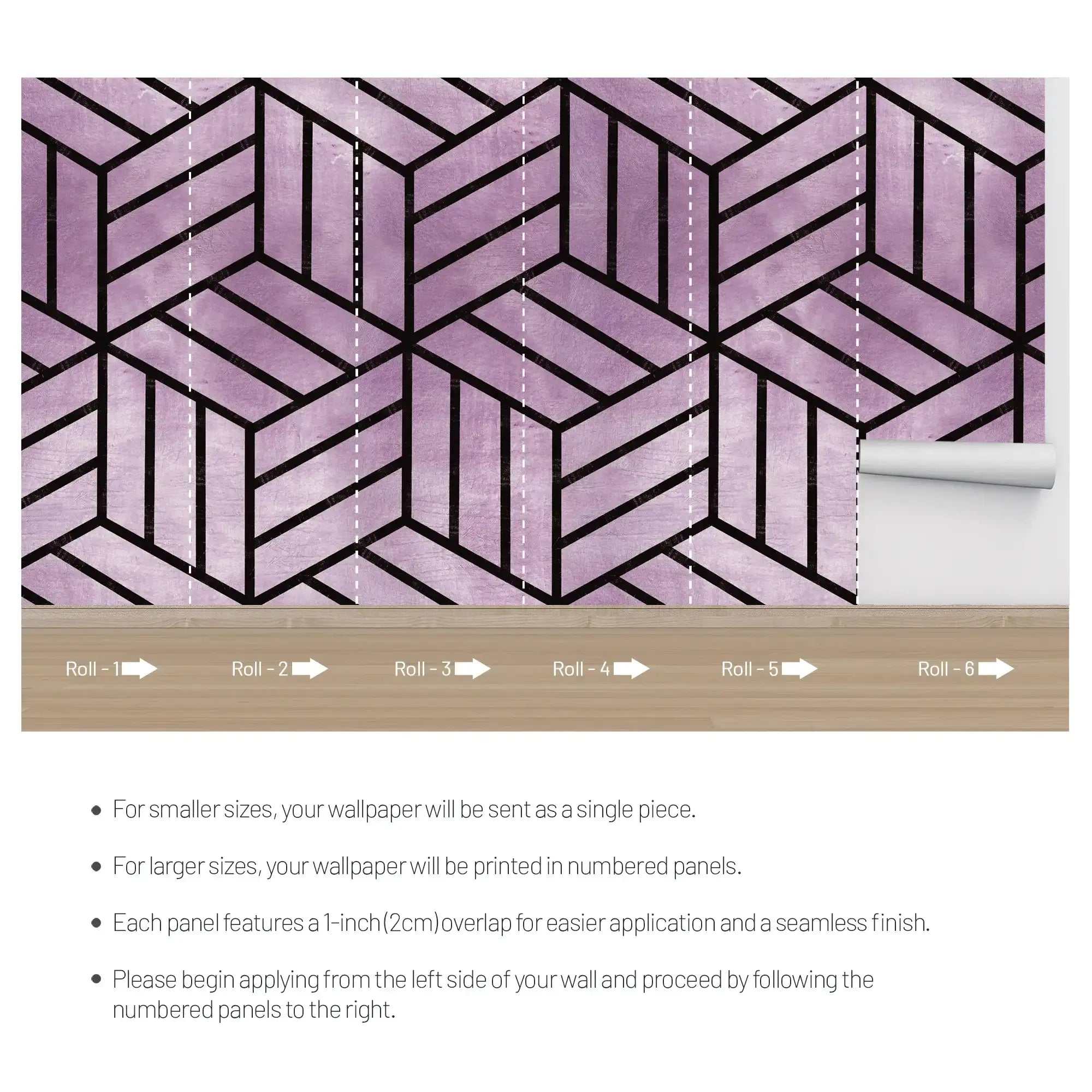 3133-D / Peel and Stick Geometric Wallpaper, Geometric Tile Design, Contemporary Geometric Line Wallpaper - Artevella