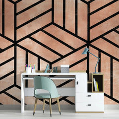 3133-E / Peel and Stick Geometric Wallpaper, Geometric Tile Design, Contemporary Geometric Line Wallpaper - Artevella