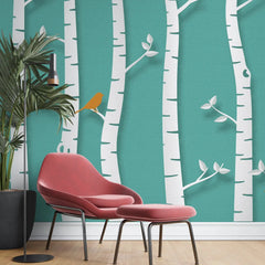 3134-A / Birch Tree Forest Wallpaper - Nature Theme Wall Mural, Easy Peel and Stick Installation for Modern Home Decor - Artevella