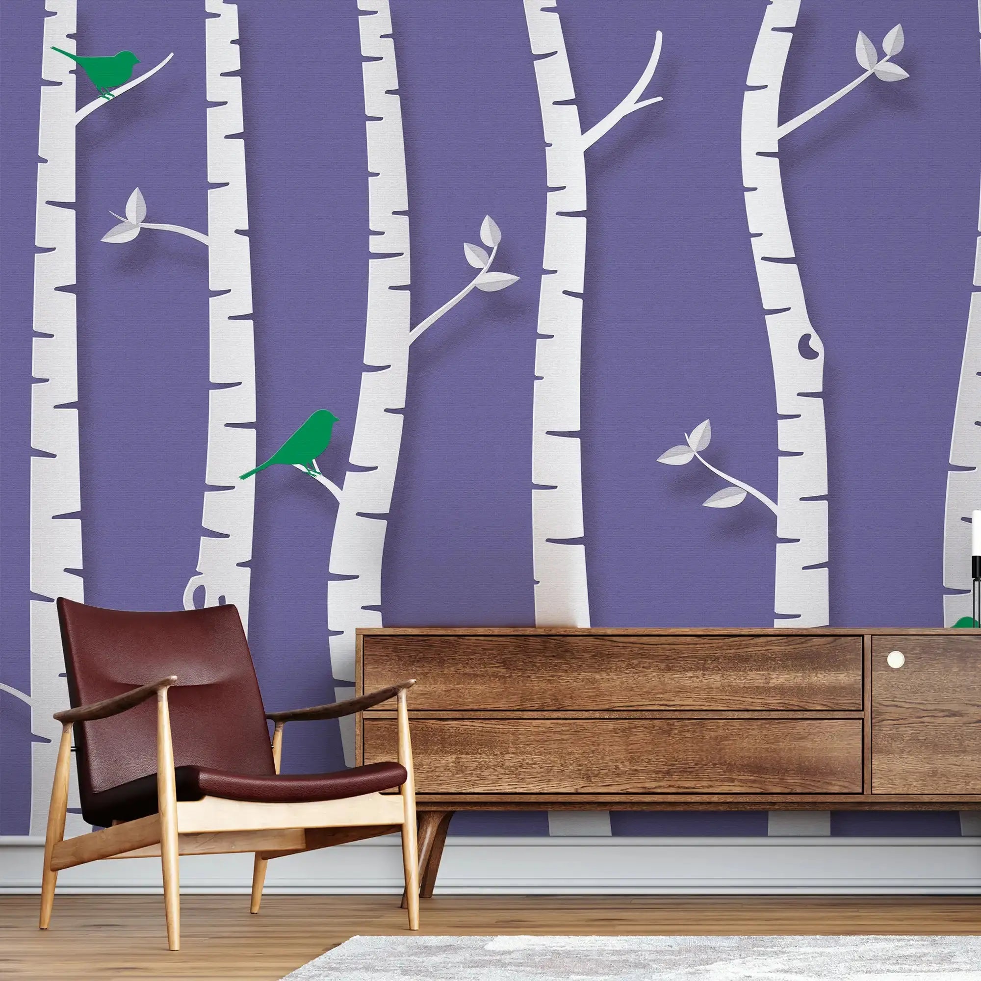 3134-C / Birch Tree Forest Wallpaper - Nature Theme Wall Mural, Easy Peel and Stick Installation for Modern Home Decor - Artevella