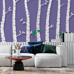 3134-C / Birch Tree Forest Wallpaper - Nature Theme Wall Mural, Easy Peel and Stick Installation for Modern Home Decor - Artevella