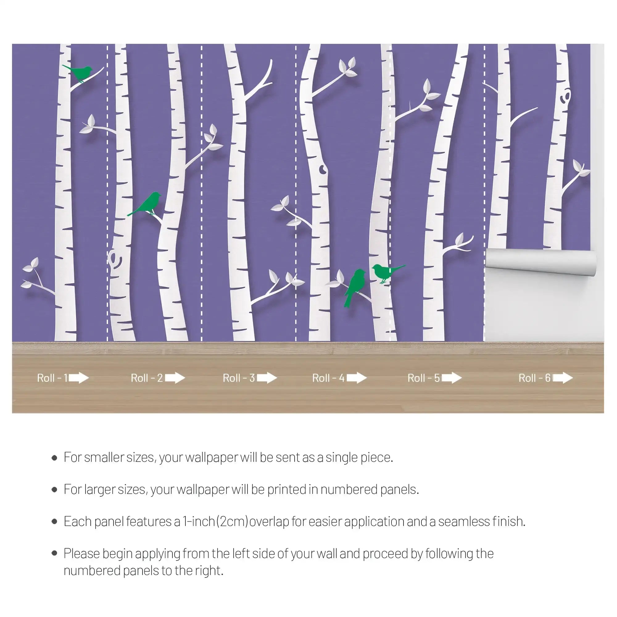 3134-C / Birch Tree Forest Wallpaper - Nature Theme Wall Mural, Easy Peel and Stick Installation for Modern Home Decor - Artevella