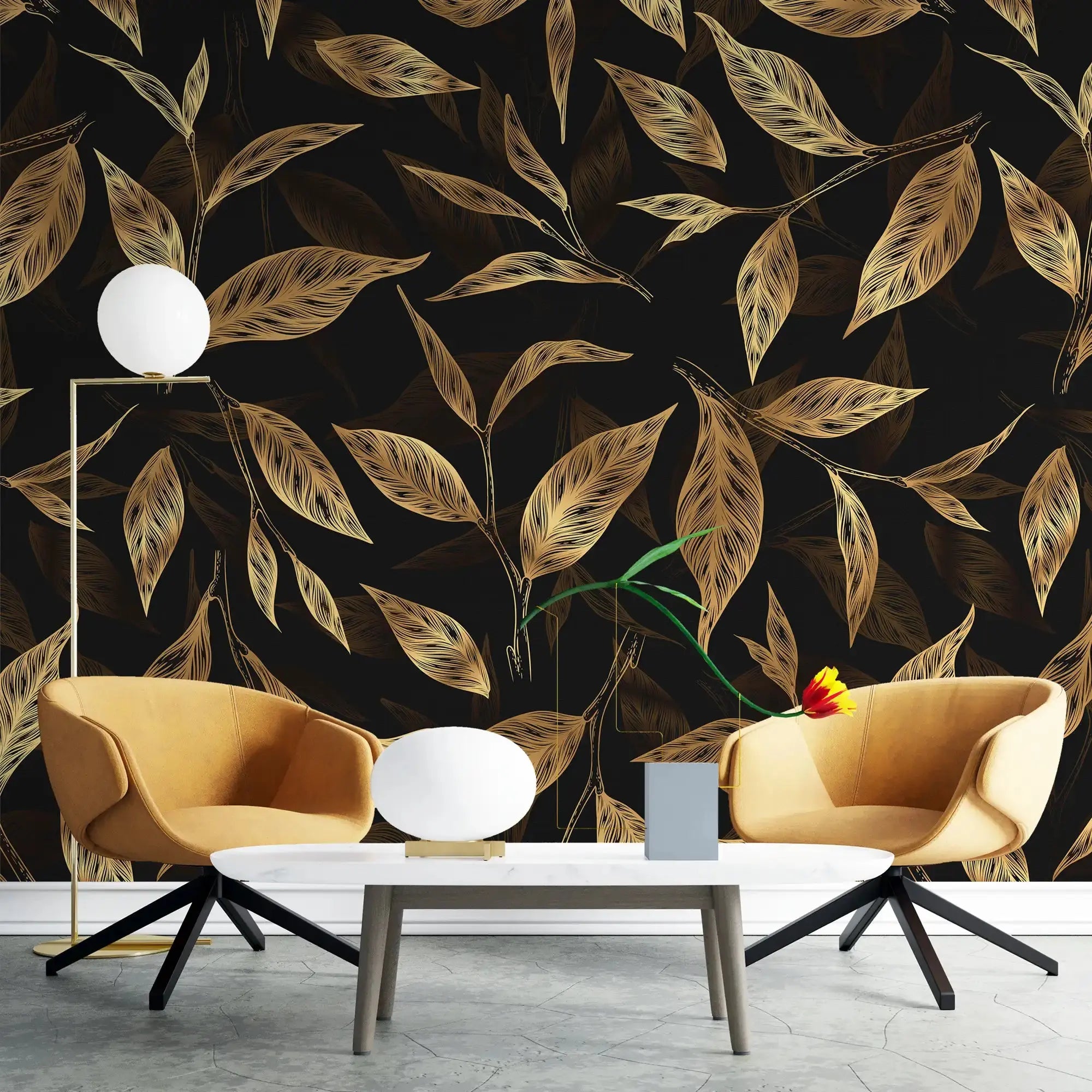 3135-A / Botanical Wallpaper - Autumn Leaves Design, Adhesive, Peel and Stick for DIY Decor - Artevella