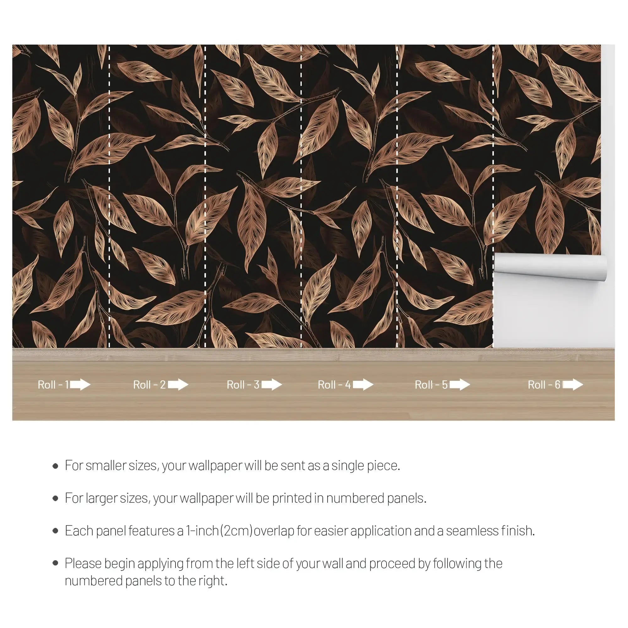 3135-B / Botanical Wallpaper - Autumn Leaves Design, Adhesive, Peel and Stick for DIY Decor - Artevella