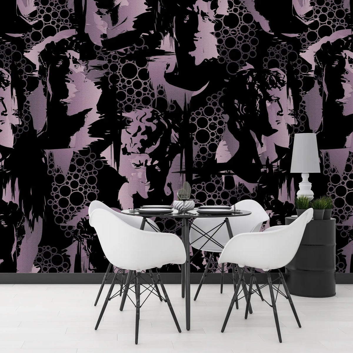 3136-D / Modern Camouflage Peelable Wallpaper, Geometric with Hidden Portraits - Ideal for Bedroom, Kitchen, Living Room, Bathroom - Artevella