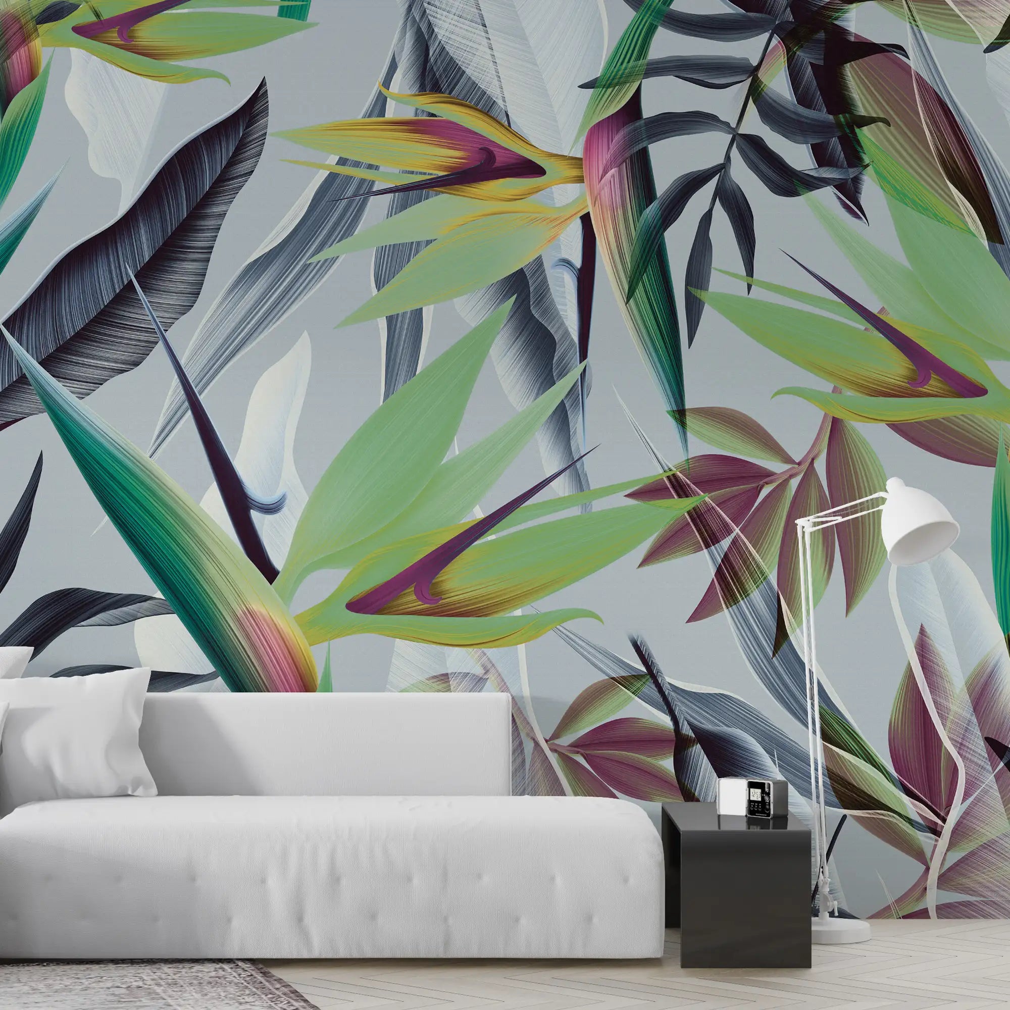 3137-B / Floral Boho Wallpaper, Bird of Paradise Pattern - Removable Wallpaper Peel and Stick Wall Mural - Artevella