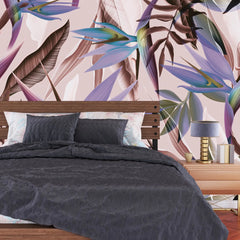 3137-D / Floral Boho Wallpaper, Bird of Paradise Pattern - Removable Wallpaper Peel and Stick Wall Mural - Artevella