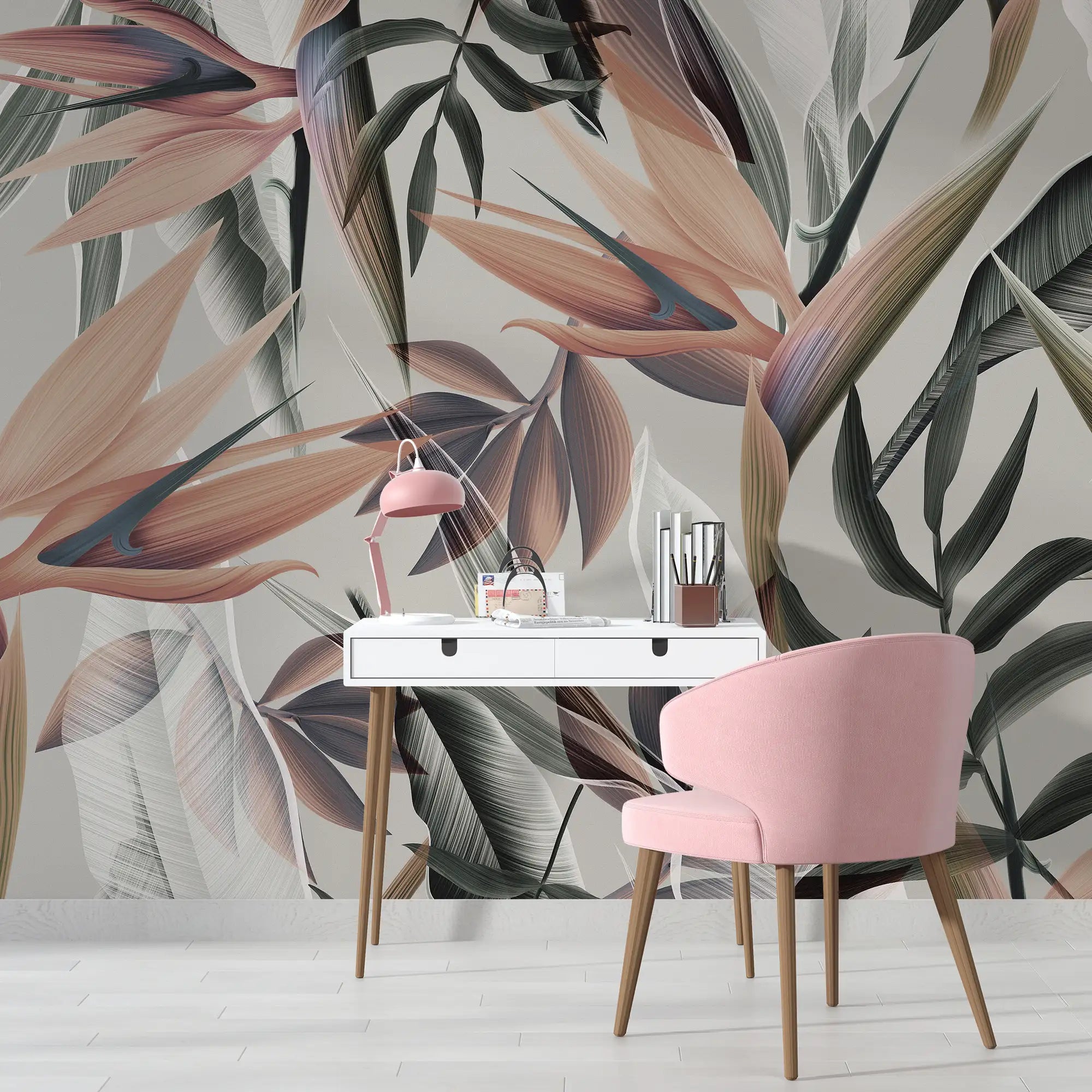 3137-E / Floral Boho Wallpaper, Bird of Paradise Pattern - Removable Wallpaper Peel and Stick Wall Mural - Artevella